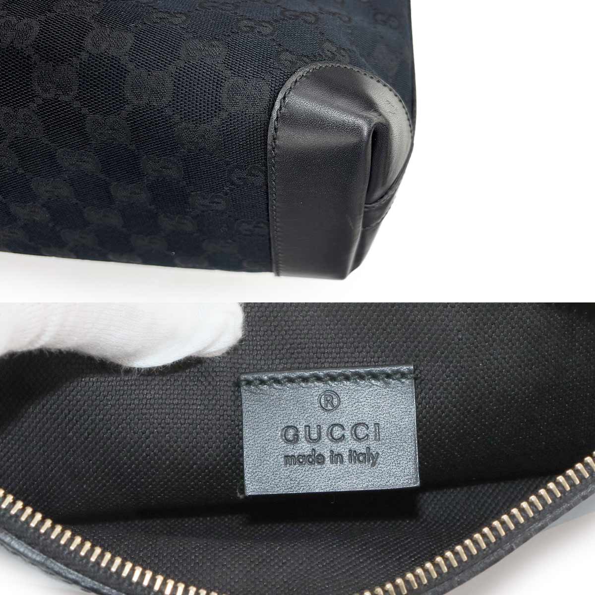 GG Canvas Tote Bag Leather Black 269878 Purse