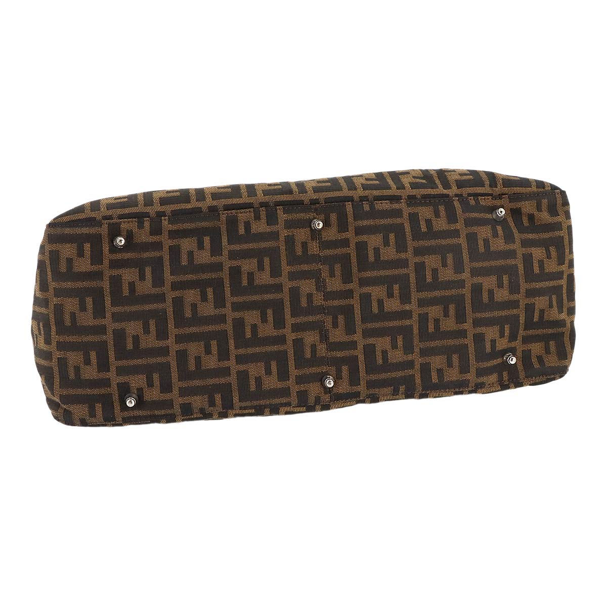 Zucca Hand Bag Canvas Leather Brown Black 26693 Purse