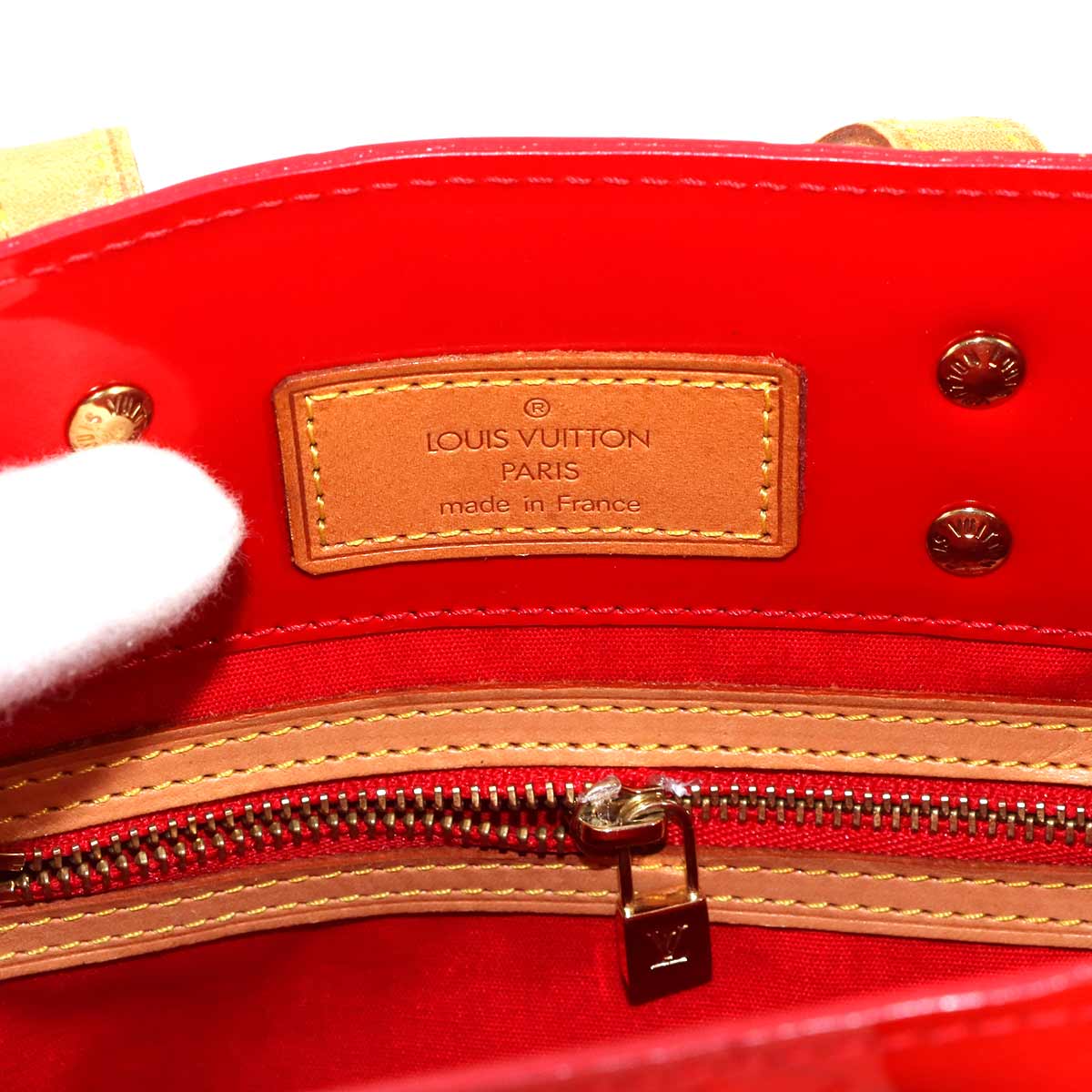 Vernis Reede PM Hand Bag Leather Rouge Red M91088