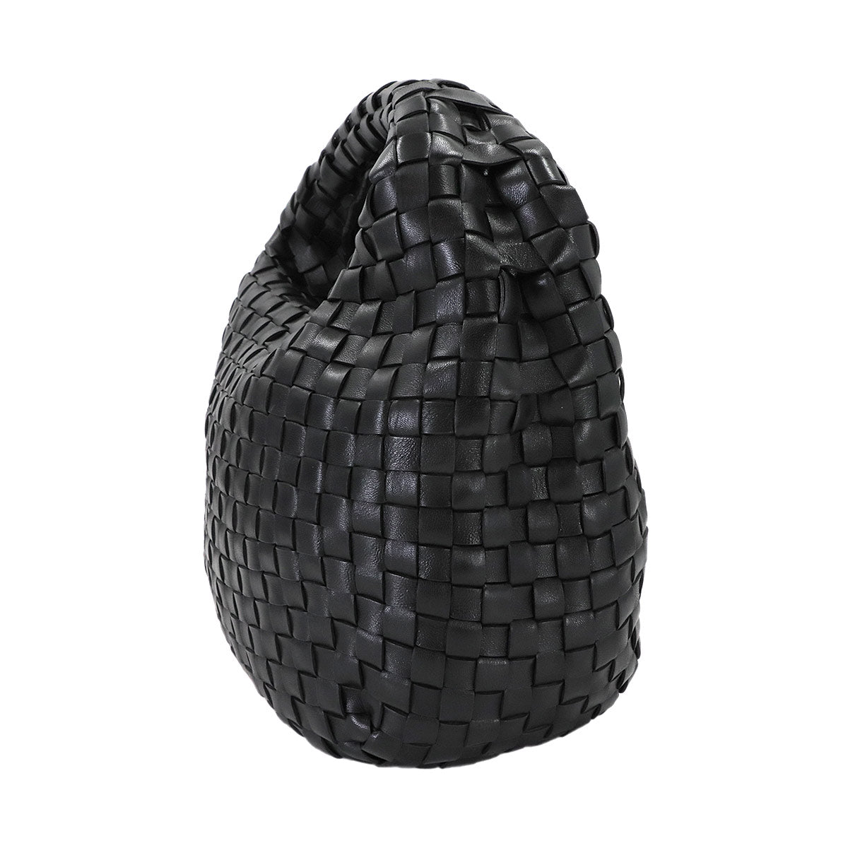 Intrecciato Hobo Hand Bag Leather Black