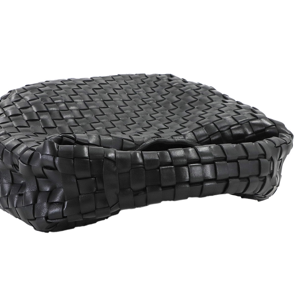 Intrecciato Hobo Hand Bag Leather Black