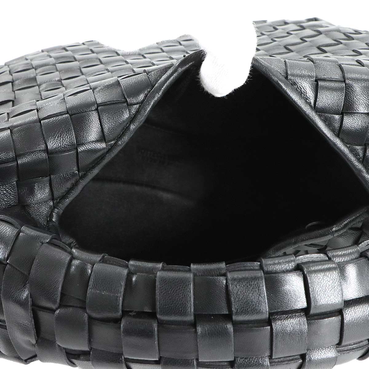 Intrecciato Hobo Hand Bag Leather Black