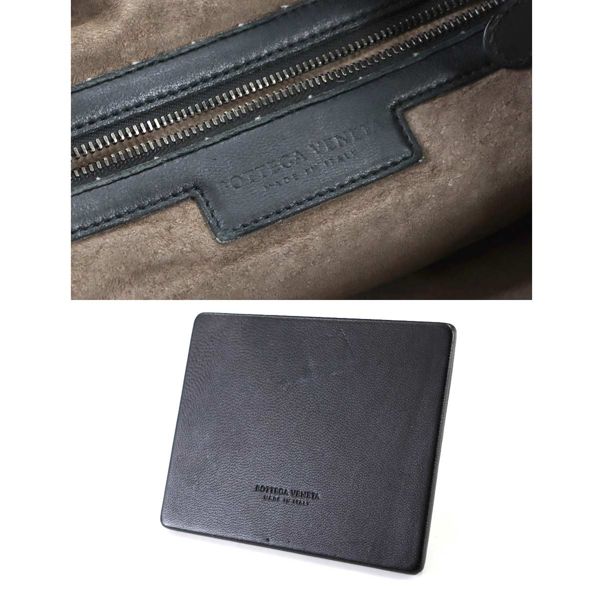 Intrecciato Hobo Shoulder Bag Leather Black Purse