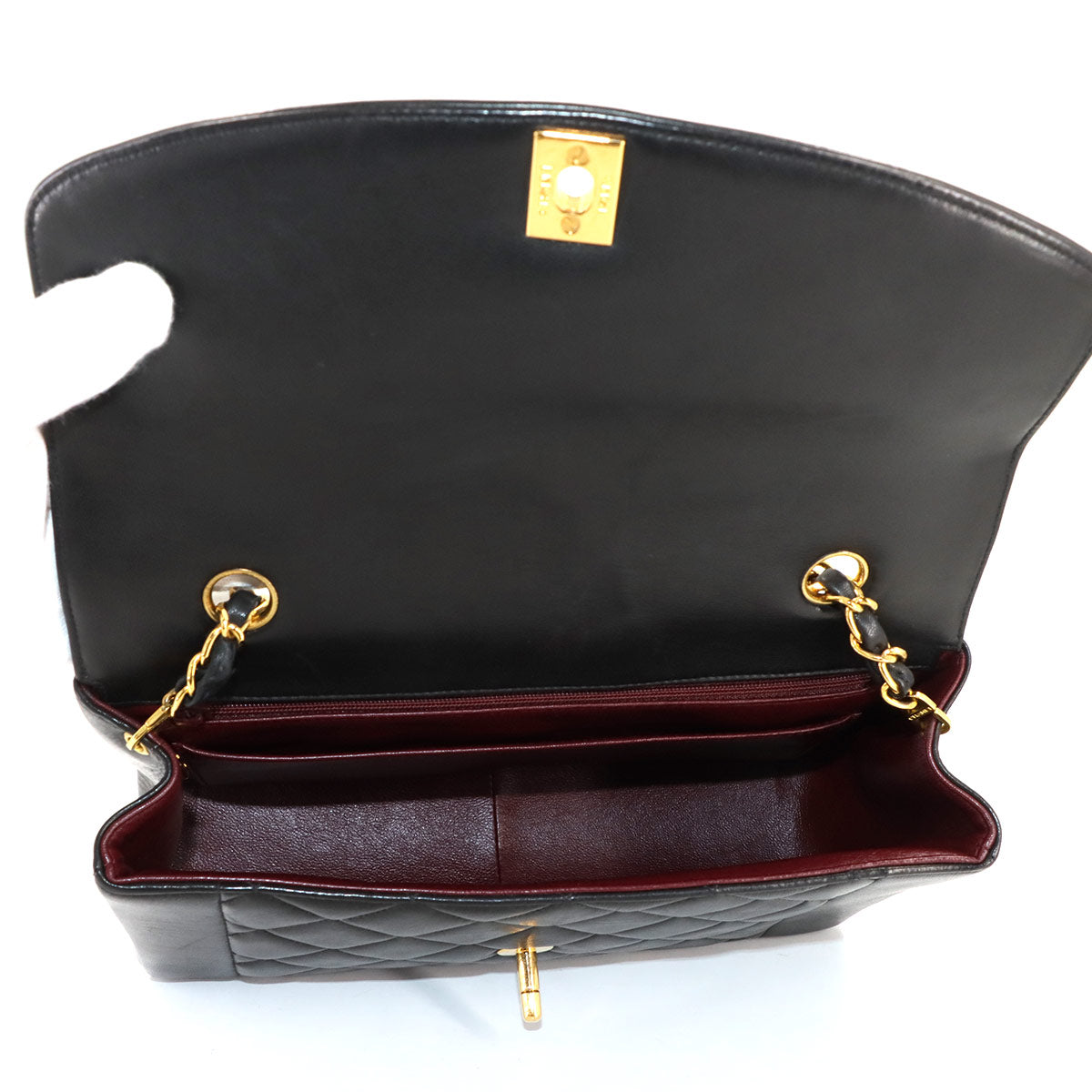Diana Matelasse Chain Shoulder Bag Leather Black Purse