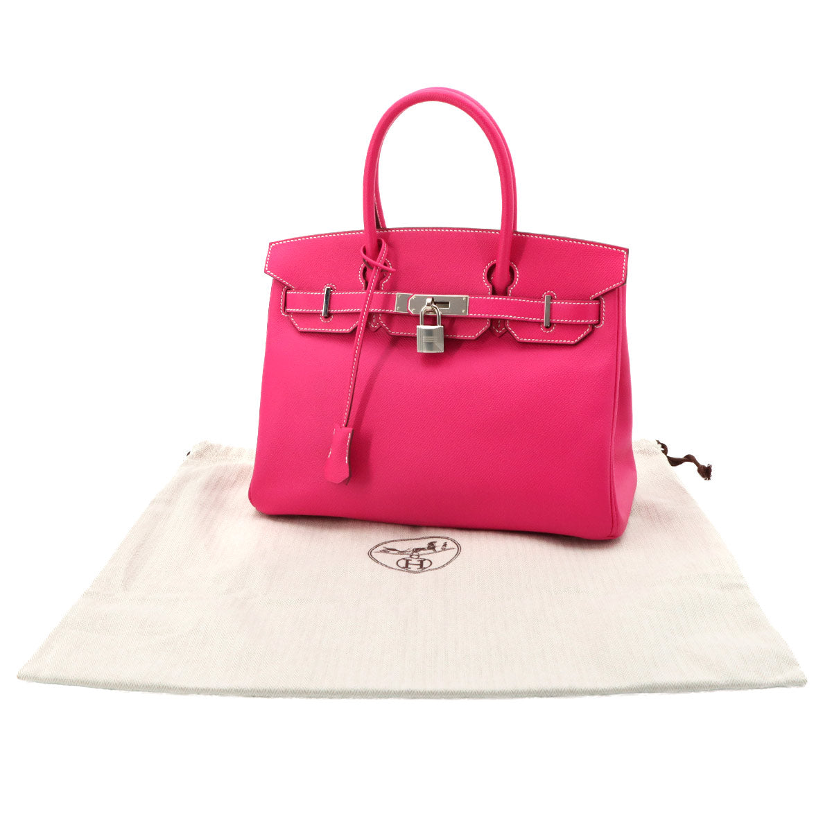 Birkin 30 Veau Epsom Rose Tyrien Hand Bag Purse Pink