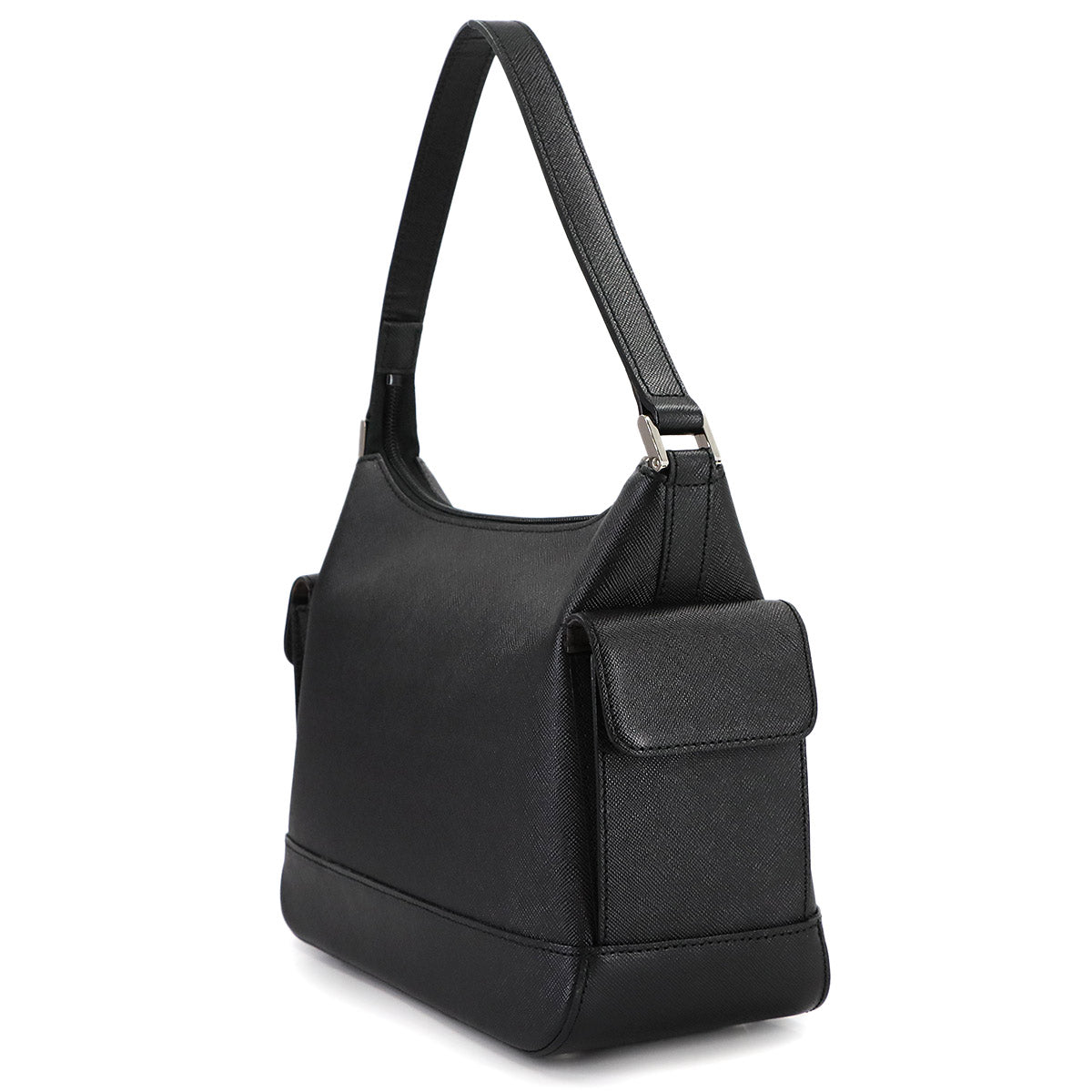 Shoulder Bag Leather Black Plaid Purse