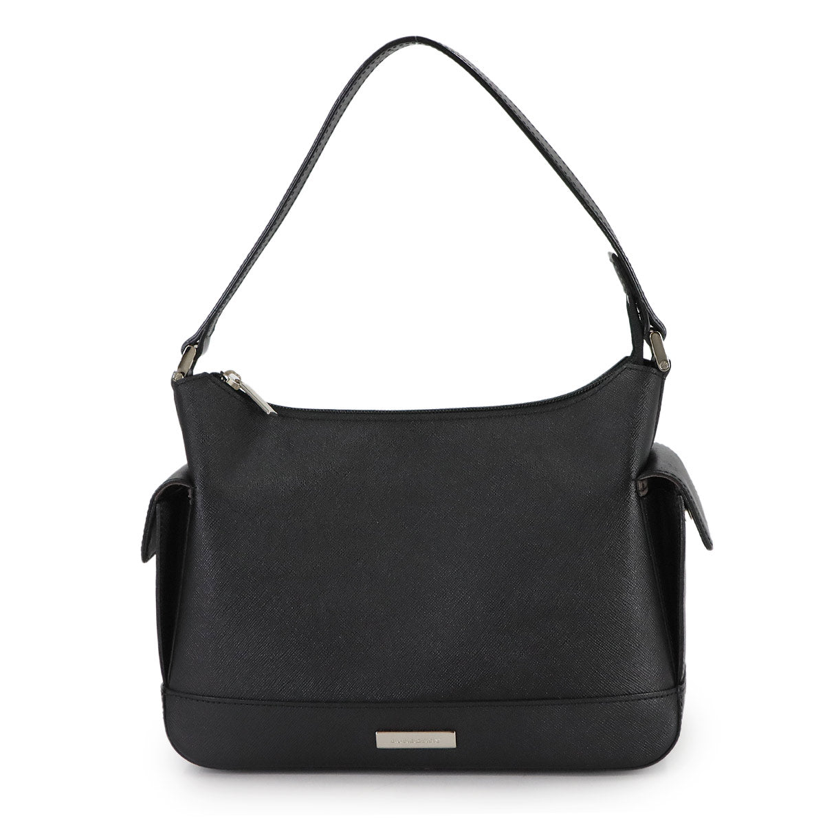 Shoulder Bag Leather Black Plaid Purse