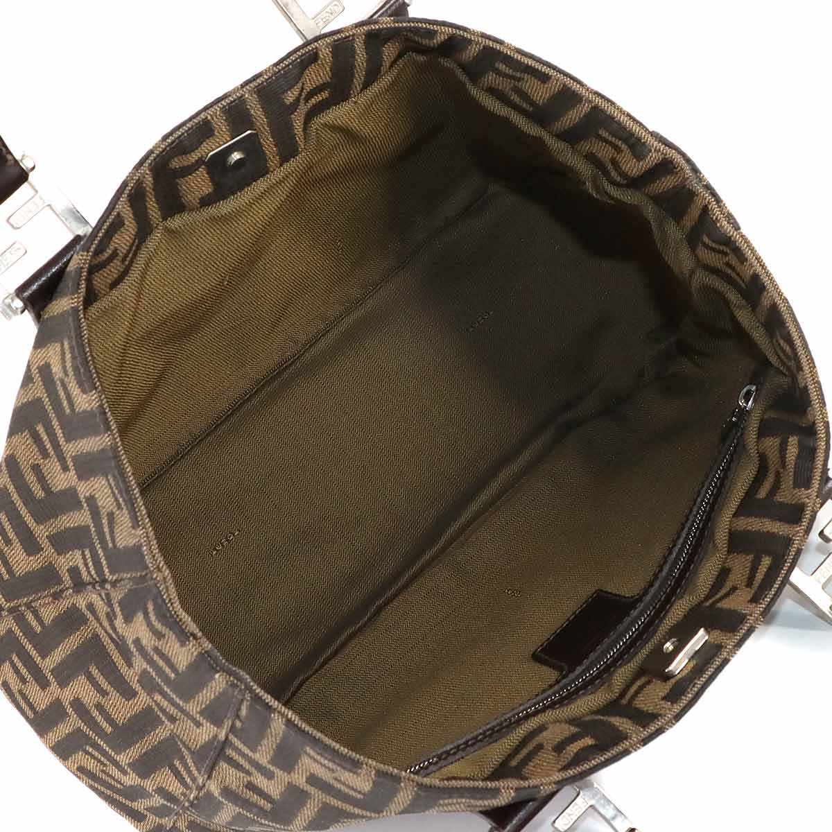 Zucca Tote Bag Canvas Leather Brown 26329 FF Purse