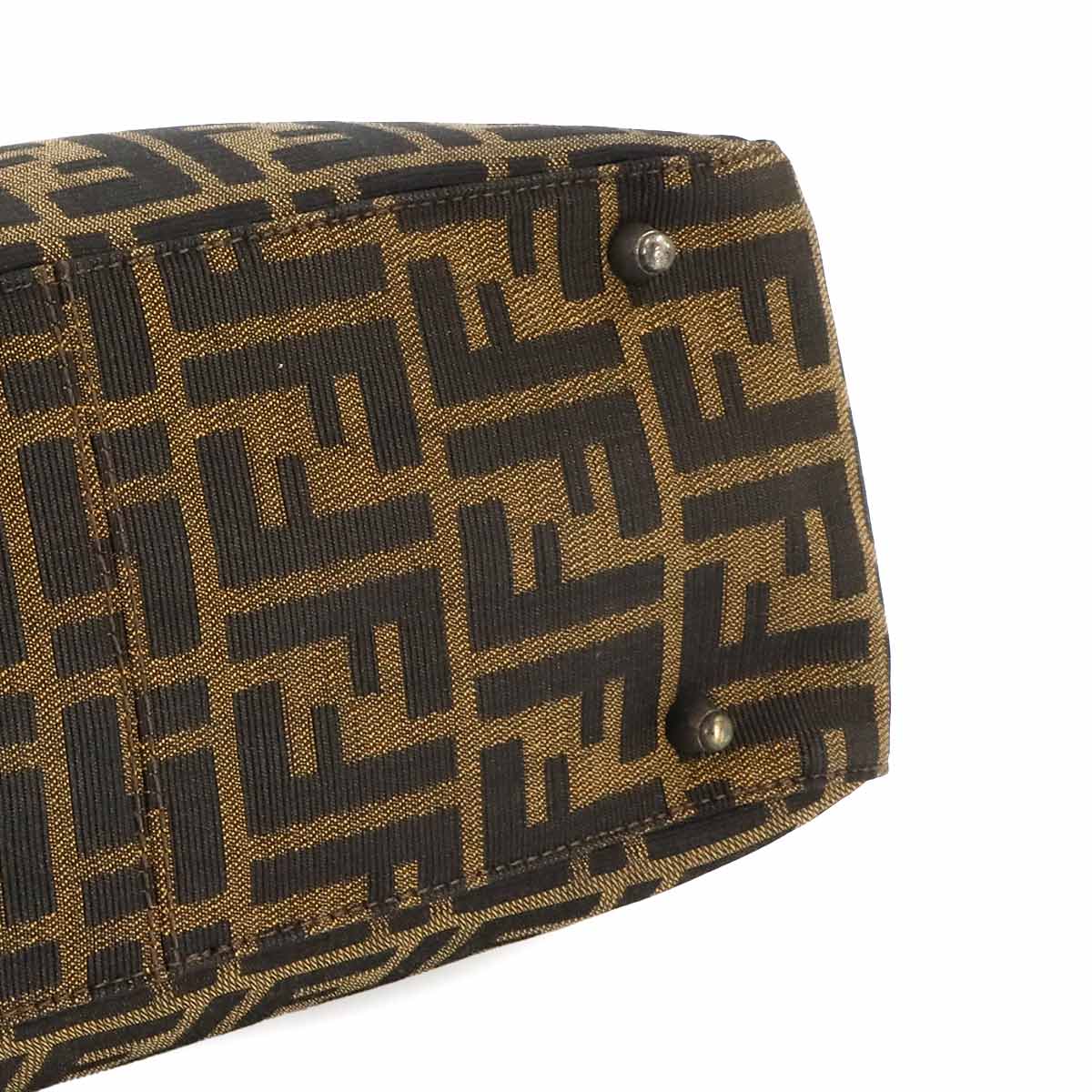 Zucca Tote Bag Canvas Leather Brown 26329 FF Purse