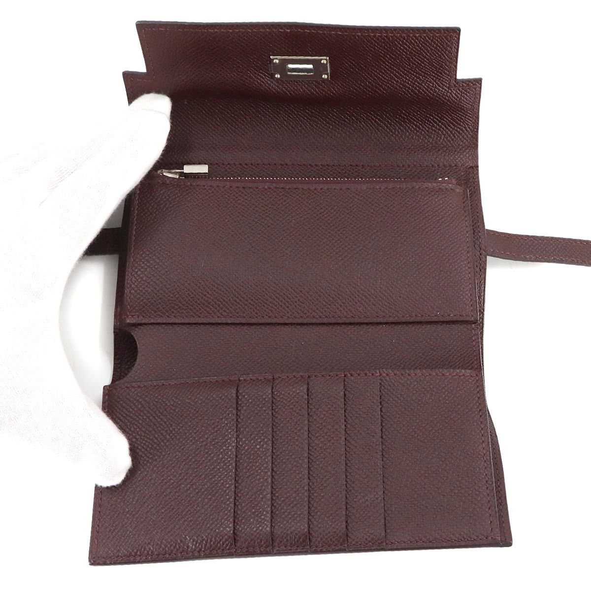 Kelly Wallet Medium Veau Epsom Bordeaux Purse
