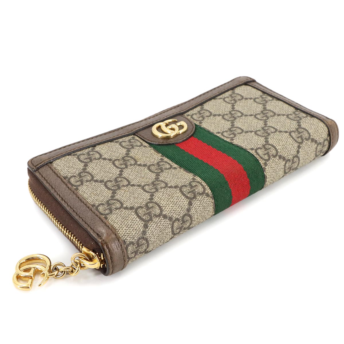 Ophidia GG Supreme Zipped Around Long Wallet Beige Brown 523154