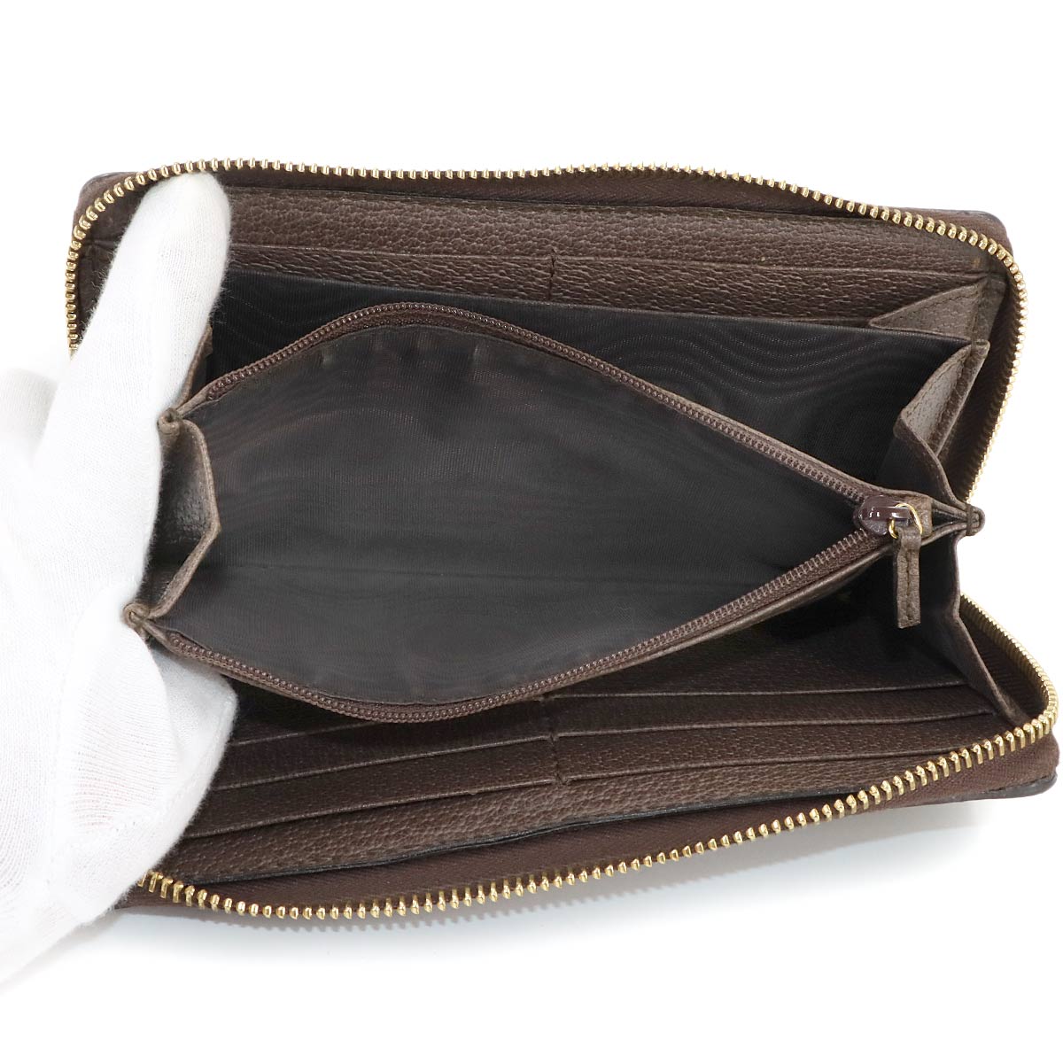 Ophidia GG Supreme Zipped Around Long Wallet Beige Brown 523154