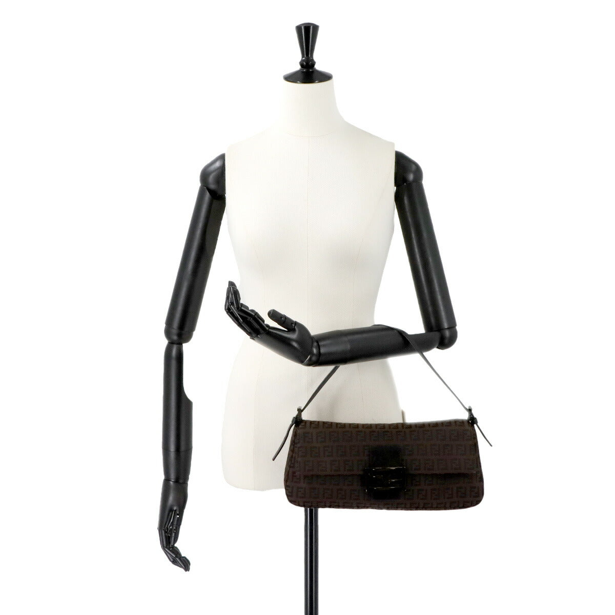 Zucchino Mamma Baguette Shoulder Bag Canvas Leather Brown 8BR181