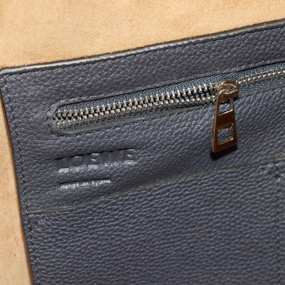 Flamenco Knot Tote Bag Leather Navy Black Purse