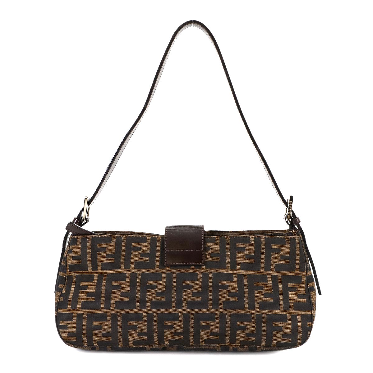 Zucca Shoulder Bag Canvas Leather Brown 26722 Purse