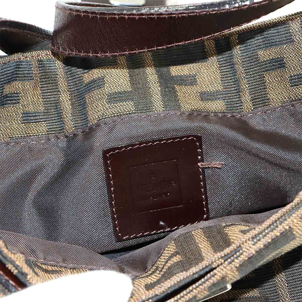 Zucca Shoulder Bag Canvas Leather Brown 26722 Purse