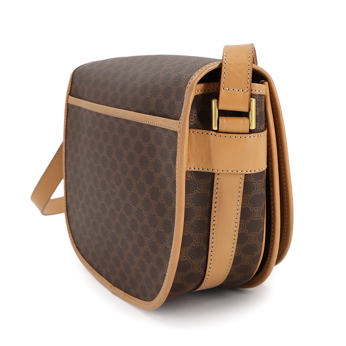 Macadam Shoulder Bag Leather PVC Brown Vintage Purse