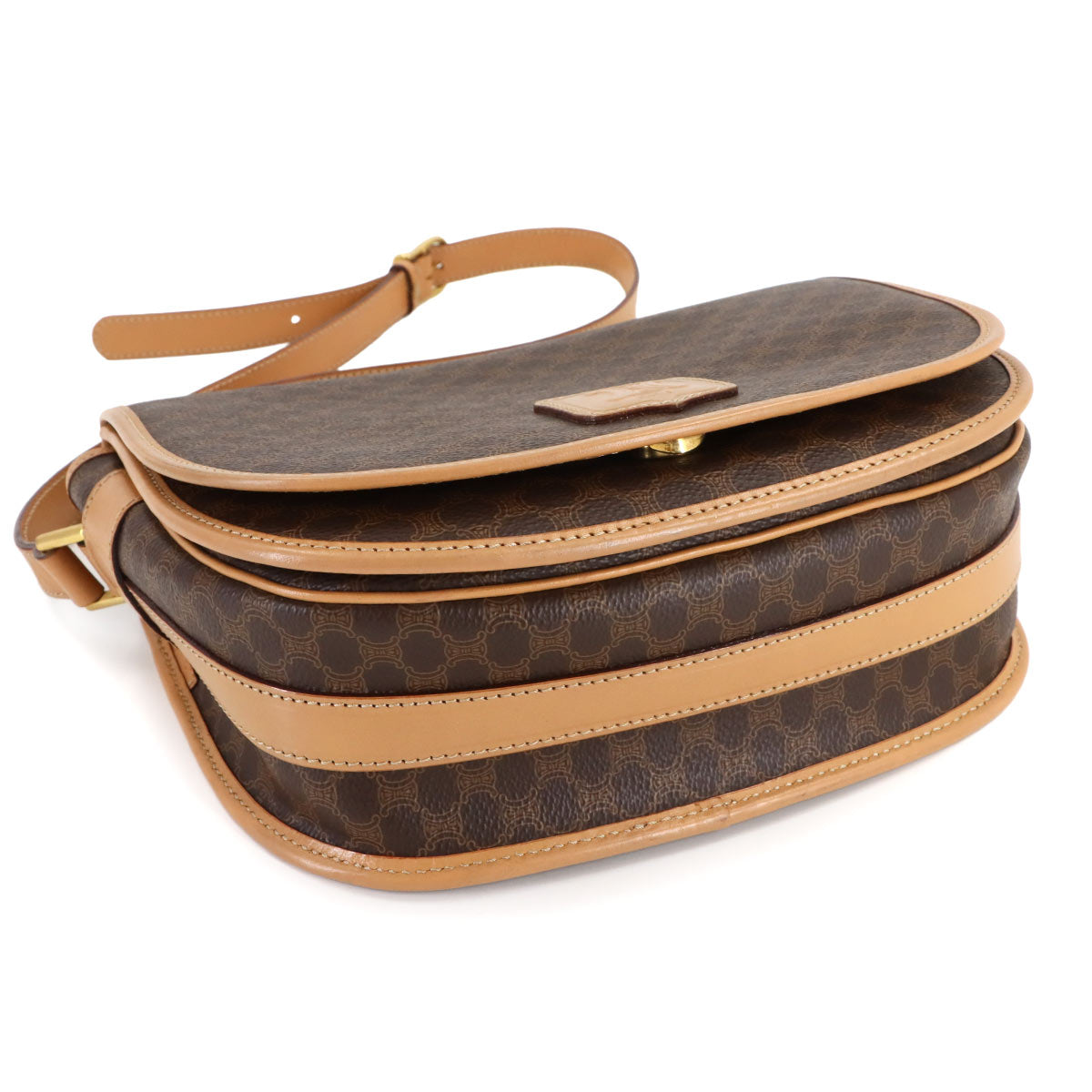 Macadam Shoulder Bag Leather PVC Brown Vintage Purse