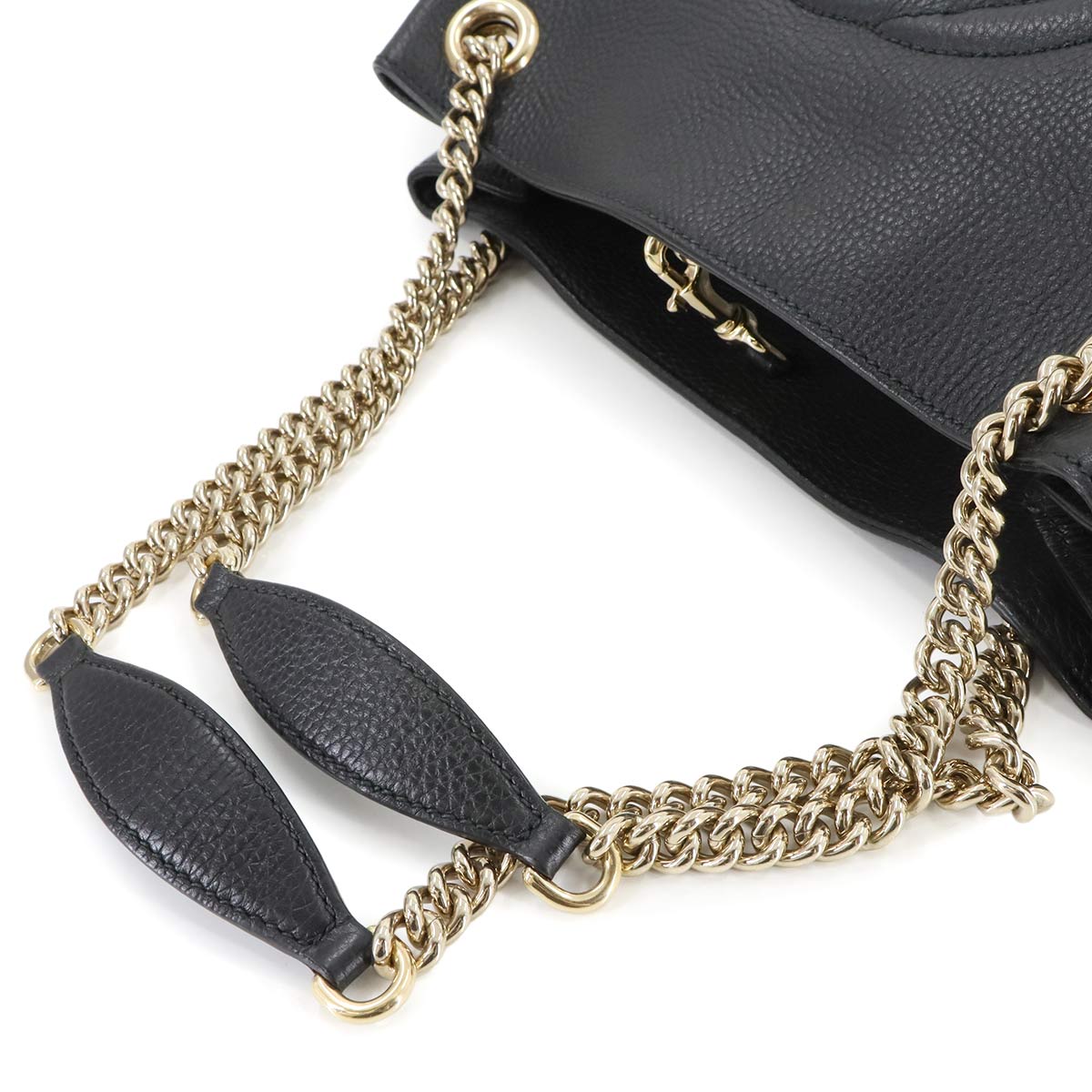 Interlocking G Soho Chain Tote Bag Leather Black 536196 Purse