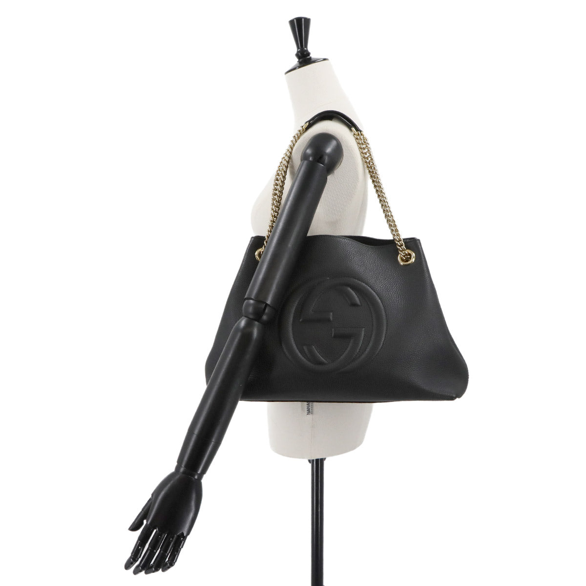 Interlocking G Soho Chain Tote Bag Leather Black 536196 Purse