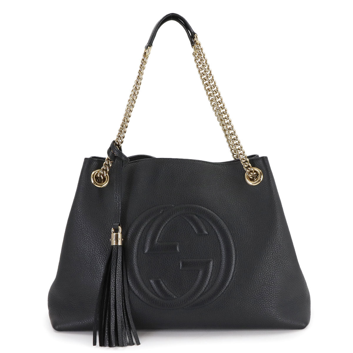 Interlocking G Soho Chain Tote Bag Leather Black 536196 Purse