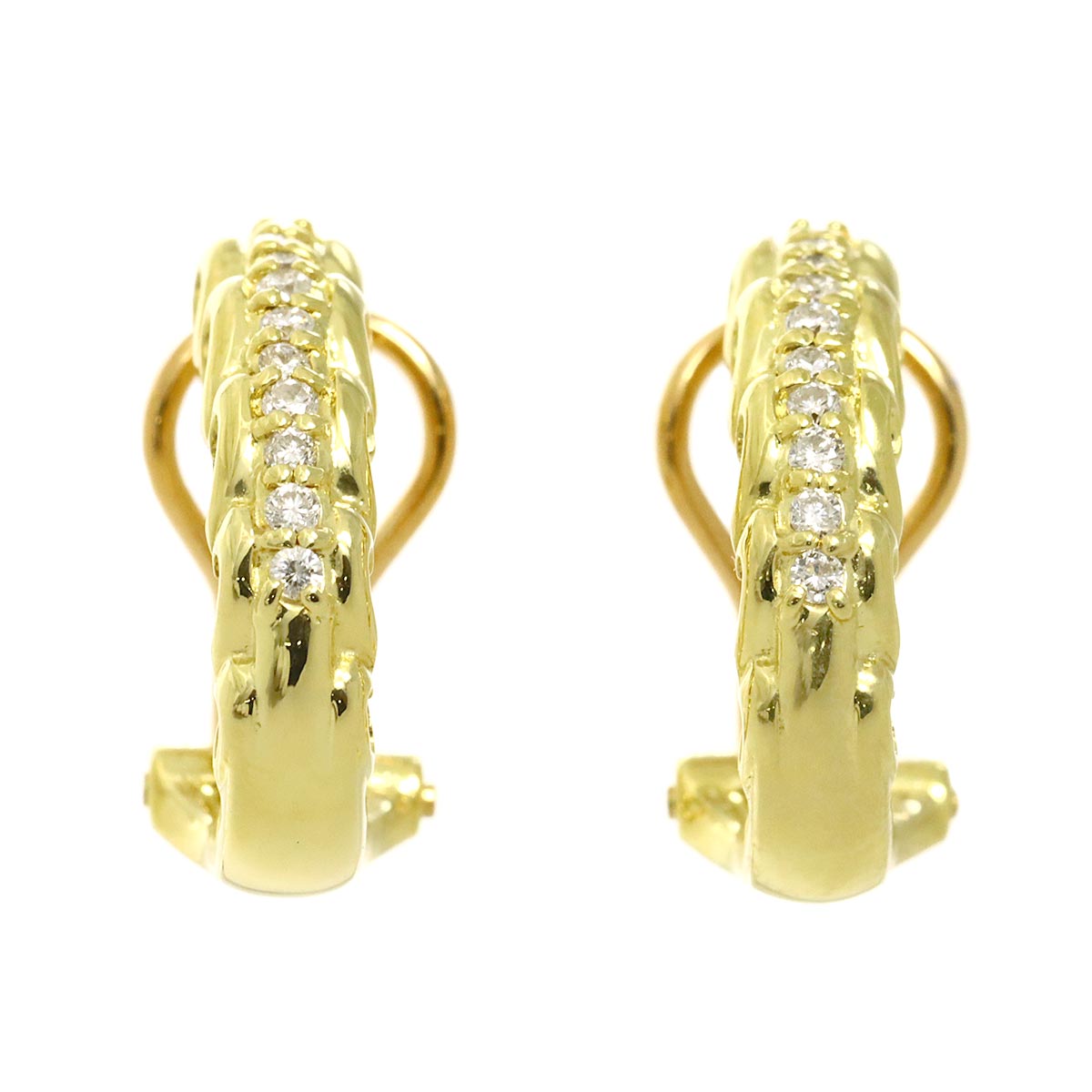 Diamond 0.10ct/0.10ct Earrings Pierced Clip on 18K K18 YG 750