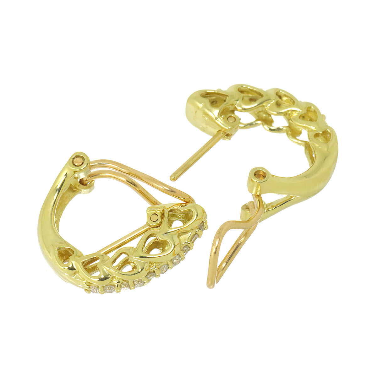 Diamond 0.10ct/0.10ct Earrings Pierced Clip on 18K K18 YG 750