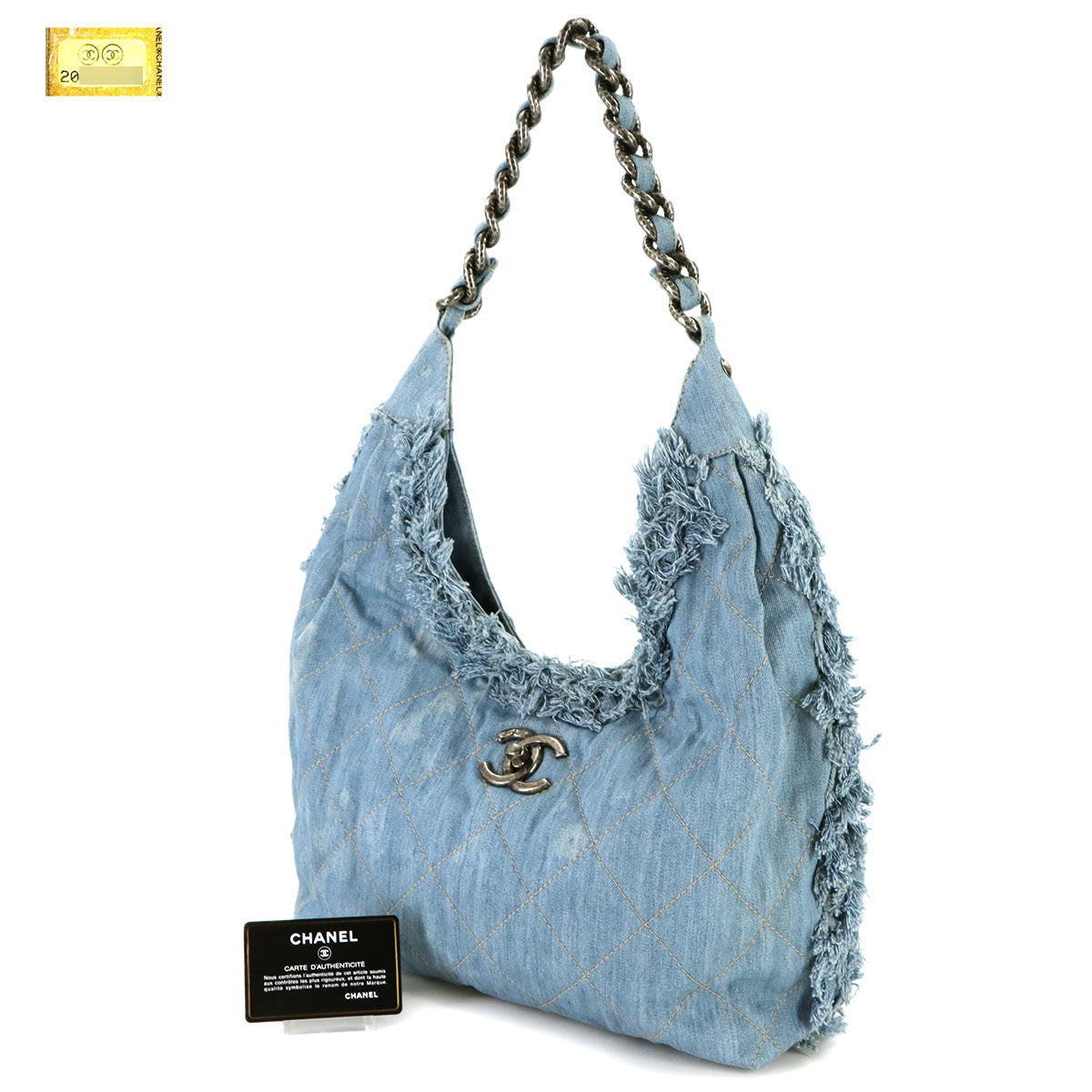 Denim Chain Shoulder Bag Blue A90720 Purse