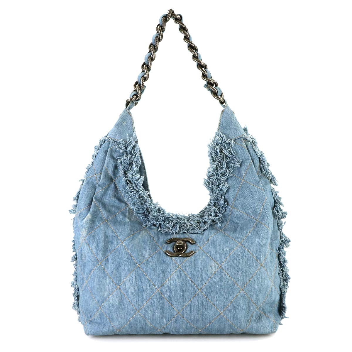 Denim Chain Shoulder Bag Blue A90720 Purse