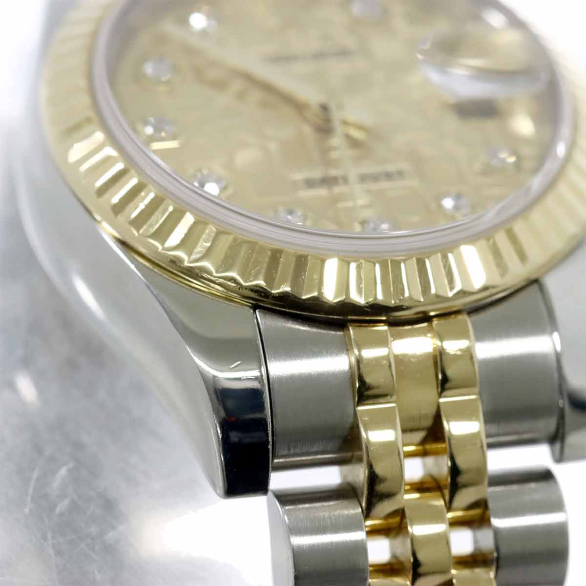 Datejust 179173G Serial F 750 YG 10P Diamond Gold Dial Ladies