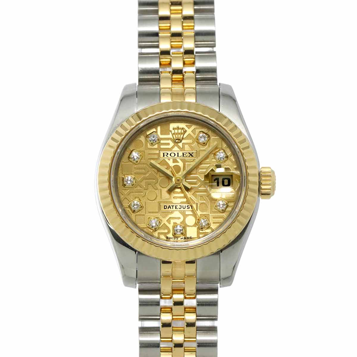 Datejust 179173G Serial F 750 YG 10P Diamond Gold Dial Ladies
