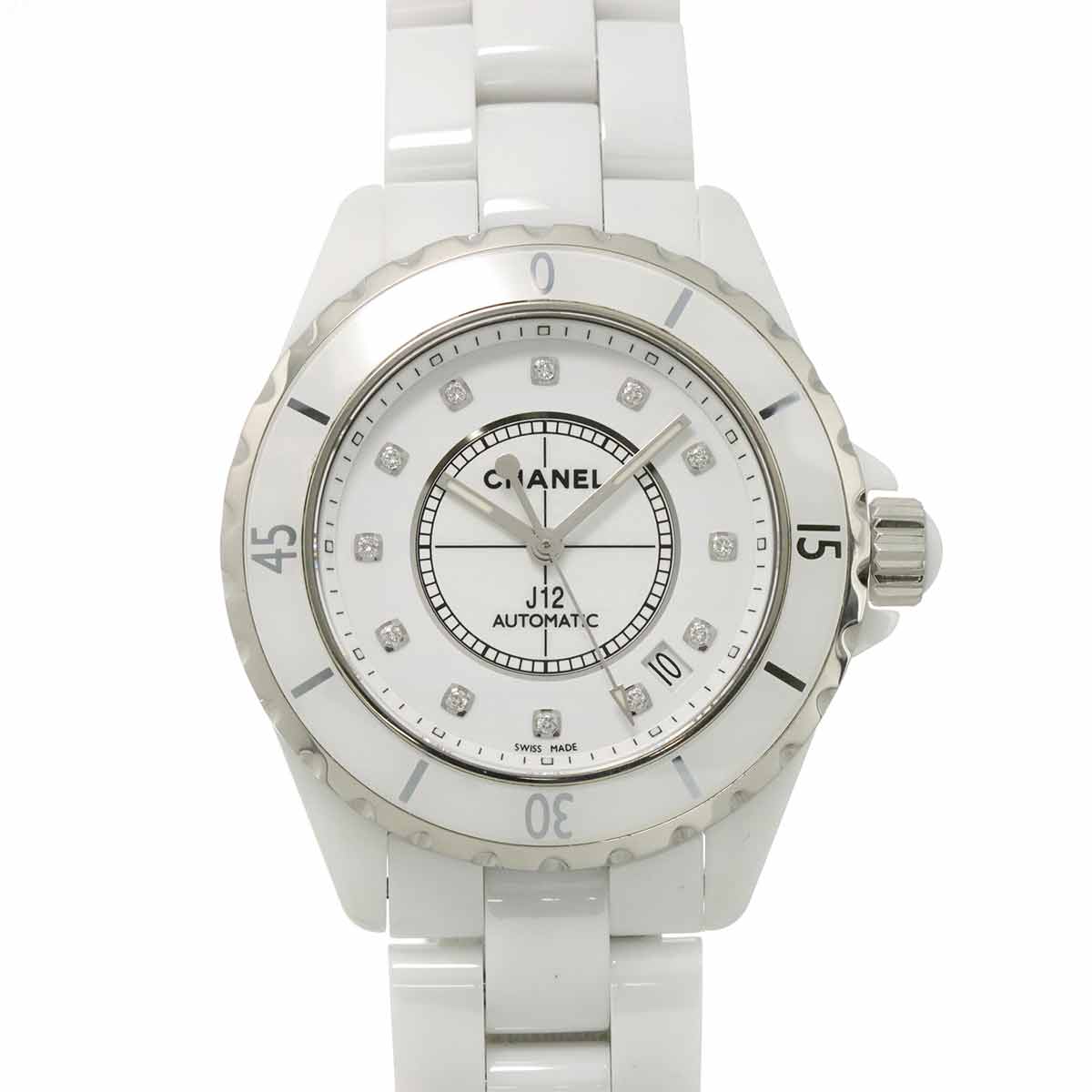 J12 38mm H1629 12P Diamond Automatic White Dial Mens Watch