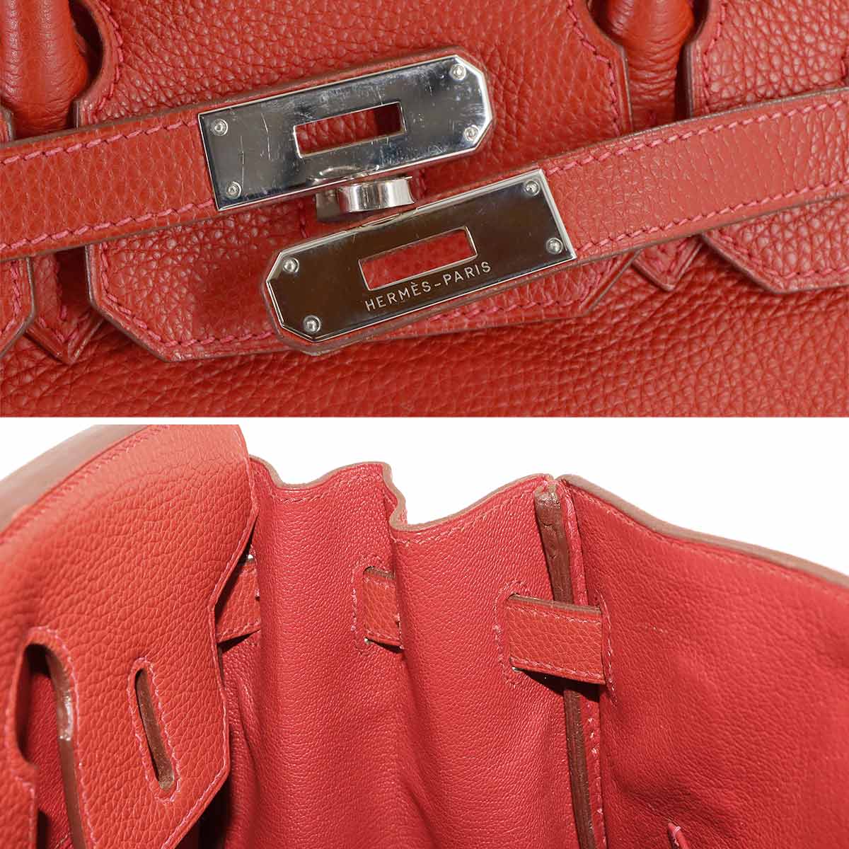 Birkin 30 Togo Leather Vermillon Hand Bag Purse