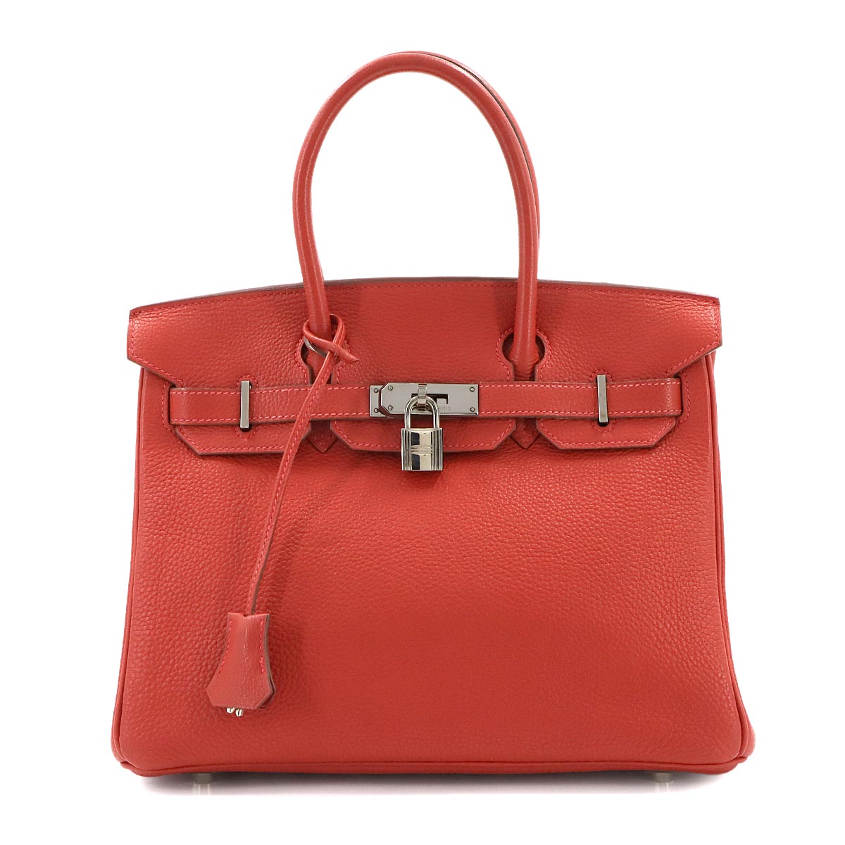 Birkin 30 Togo Leather Vermillon Hand Bag Purse
