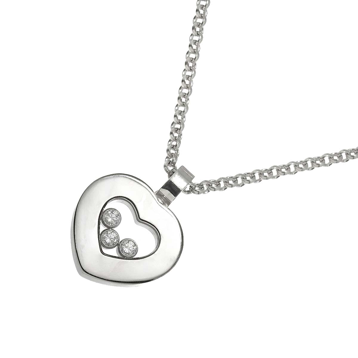 Happy Diamond Heart Necklace 18K White Gold 750