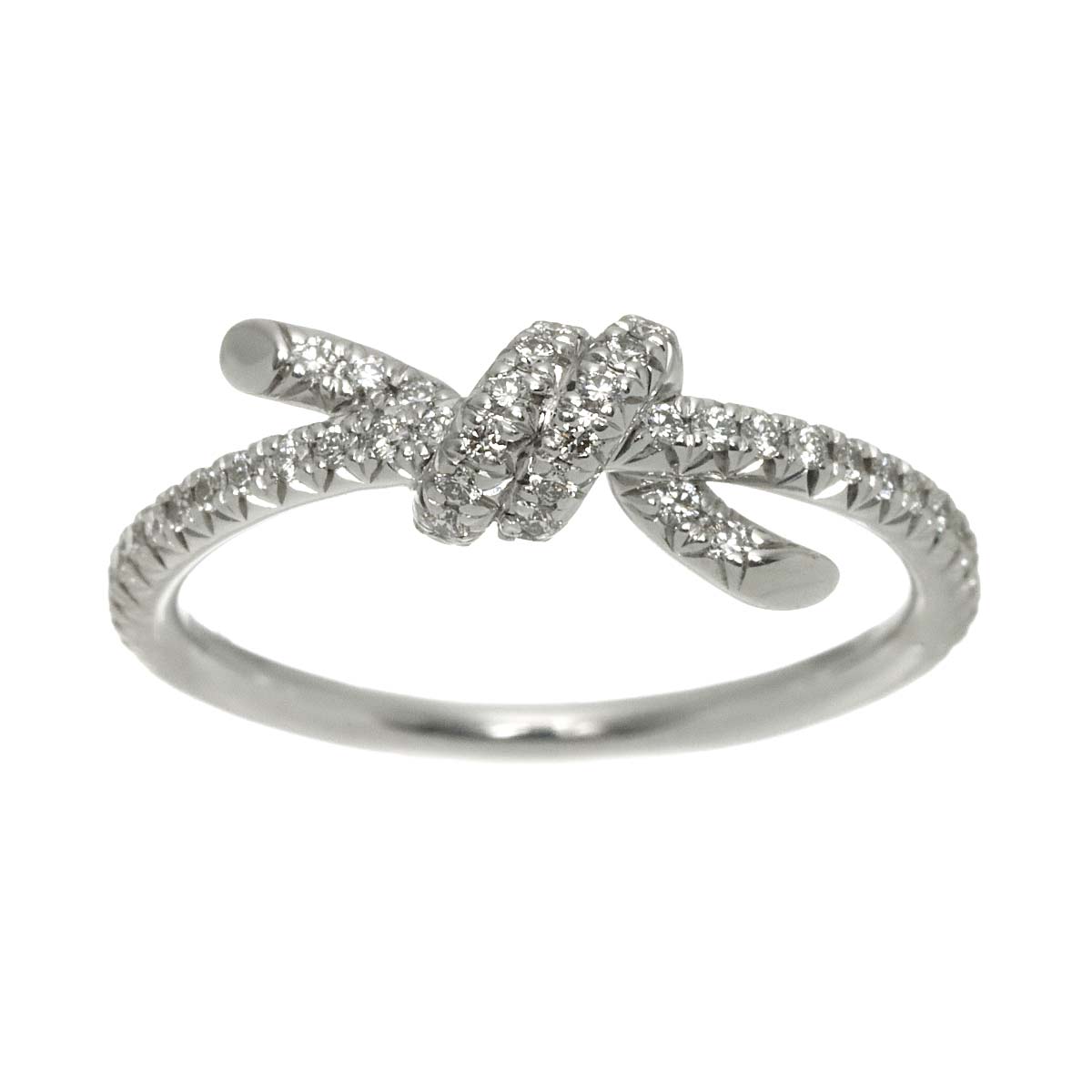 Knot Ring Diamond Ring 18K WG 750 size5.25-5.5(US)