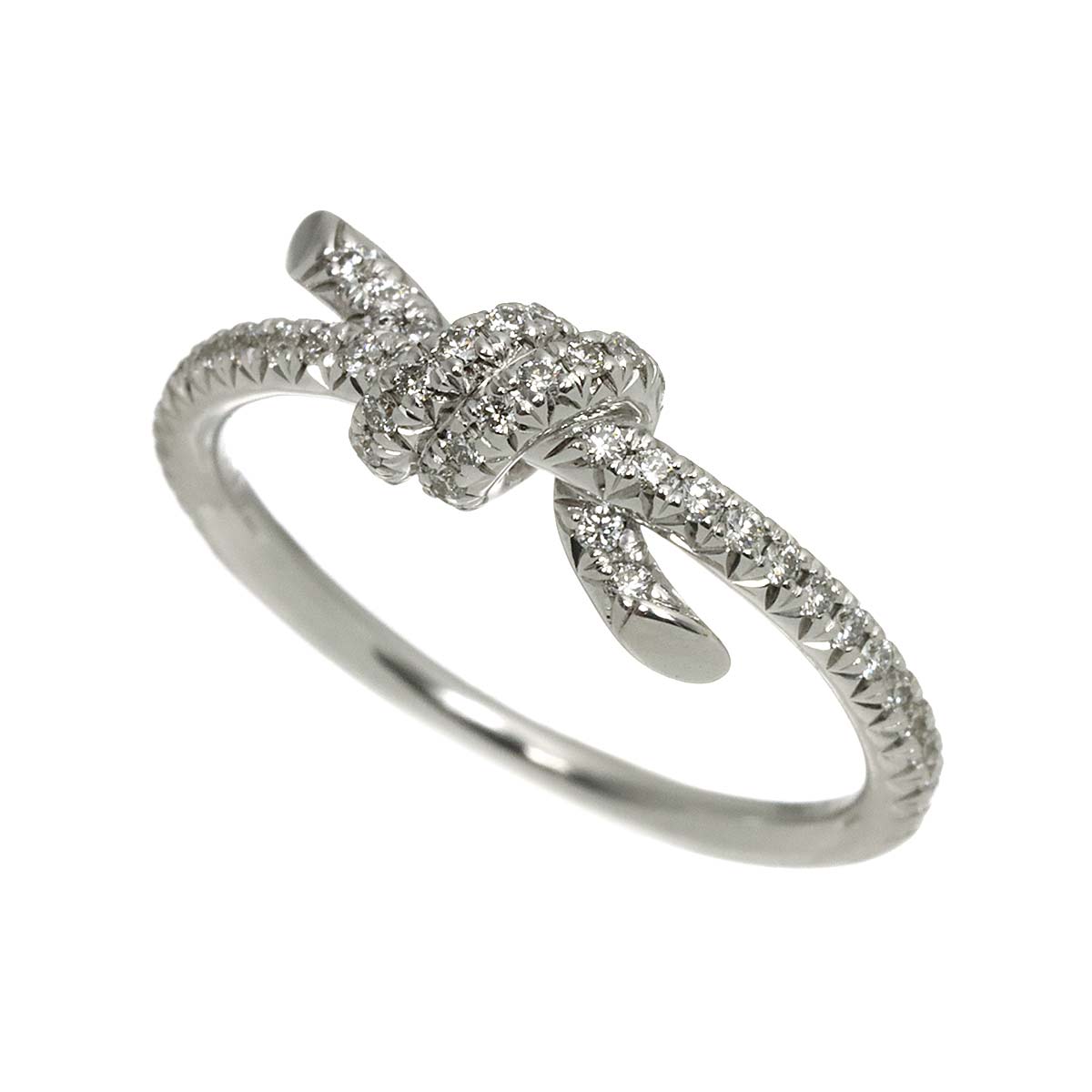 Knot Ring Diamond Ring 18K WG 750 size5.25-5.5(US)
