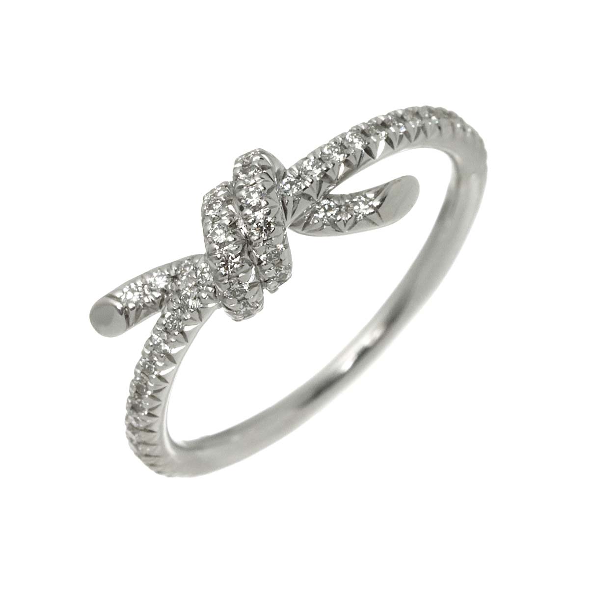 Knot Ring Diamond Ring 18K WG 750 size5.25-5.5(US)