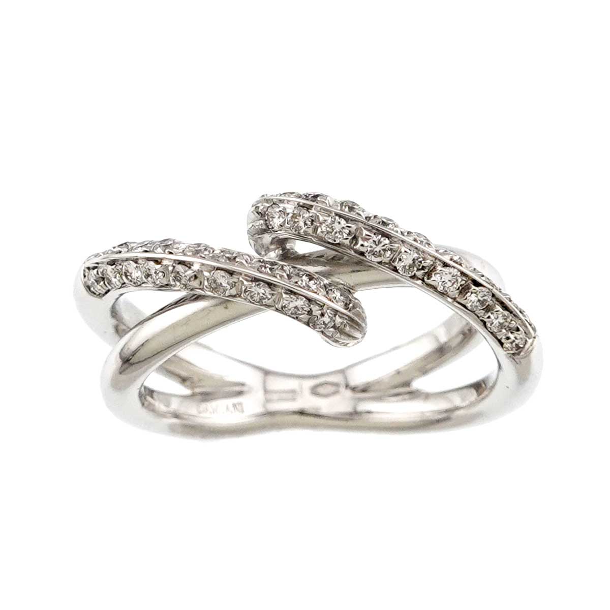 Diamond Ring 18K White Gold 750 size6.5-6.75(US)