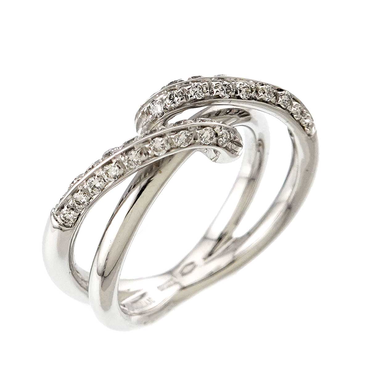 Diamond Ring 18K White Gold 750 size6.5-6.75(US)