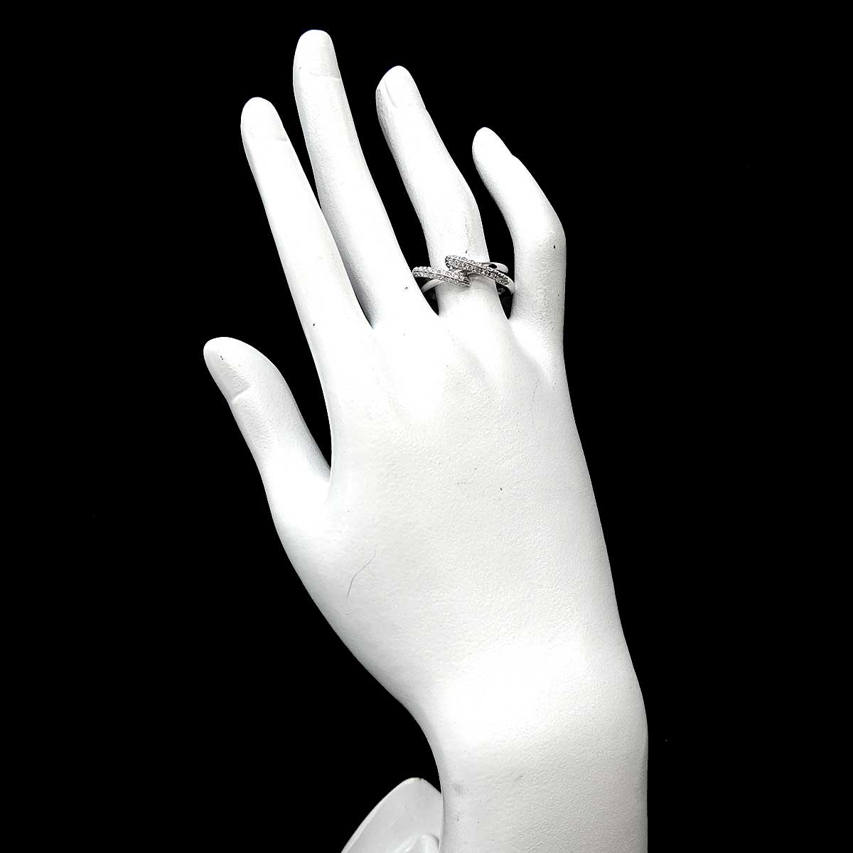 Diamond Ring 18K White Gold 750 size6.5-6.75(US)