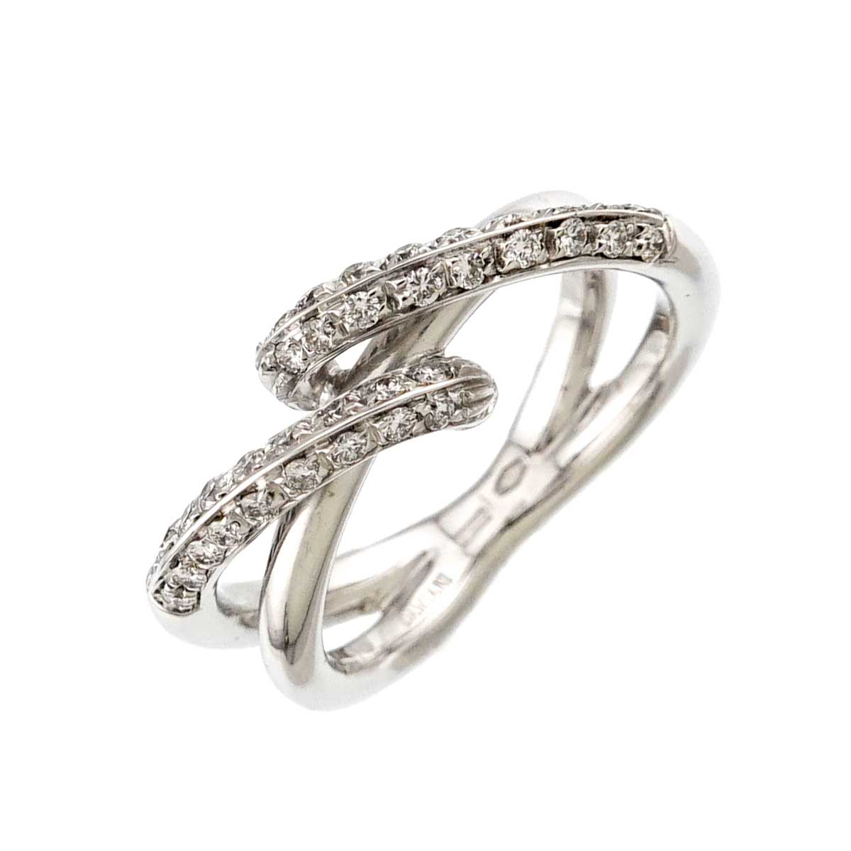 Diamond Ring 18K White Gold 750 size6.5-6.75(US)