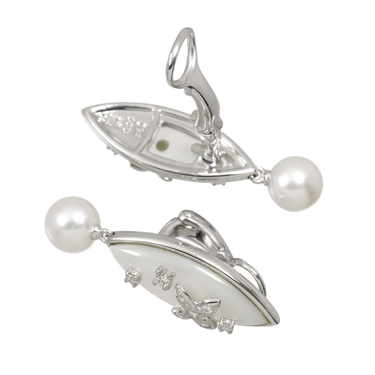 Akoya Pearl MOP Diamond 0.09/0.09ct Earrings Clip on 18K WG
