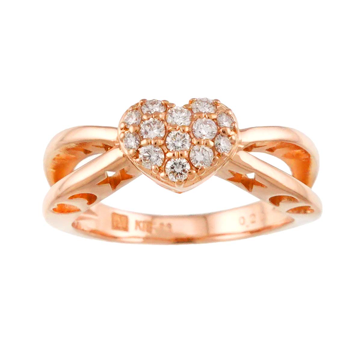 Heart Diamond 0.20ct Ring 18K PG 750 Size5.25(US)