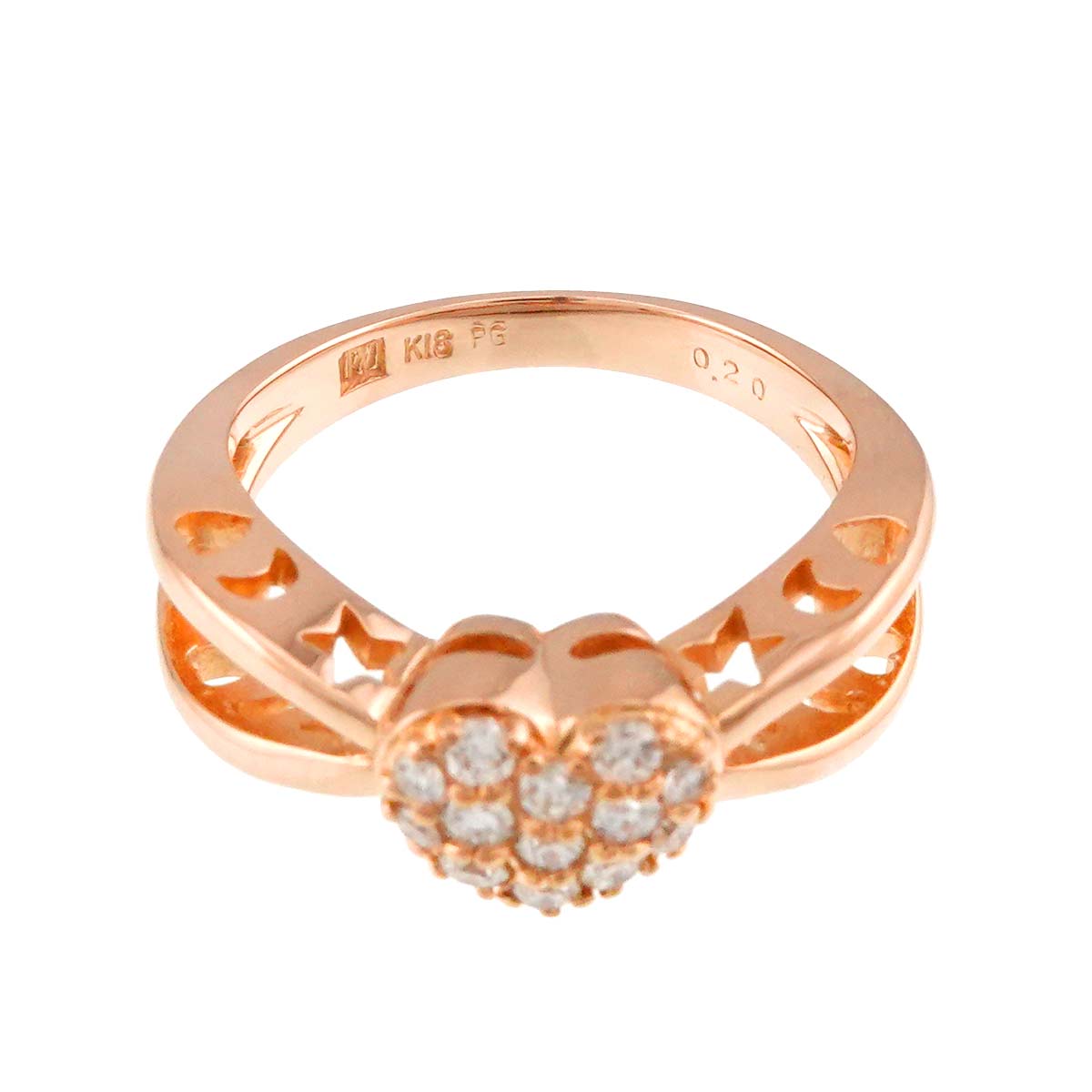 Heart Diamond 0.20ct Ring 18K PG 750 Size5.25(US)