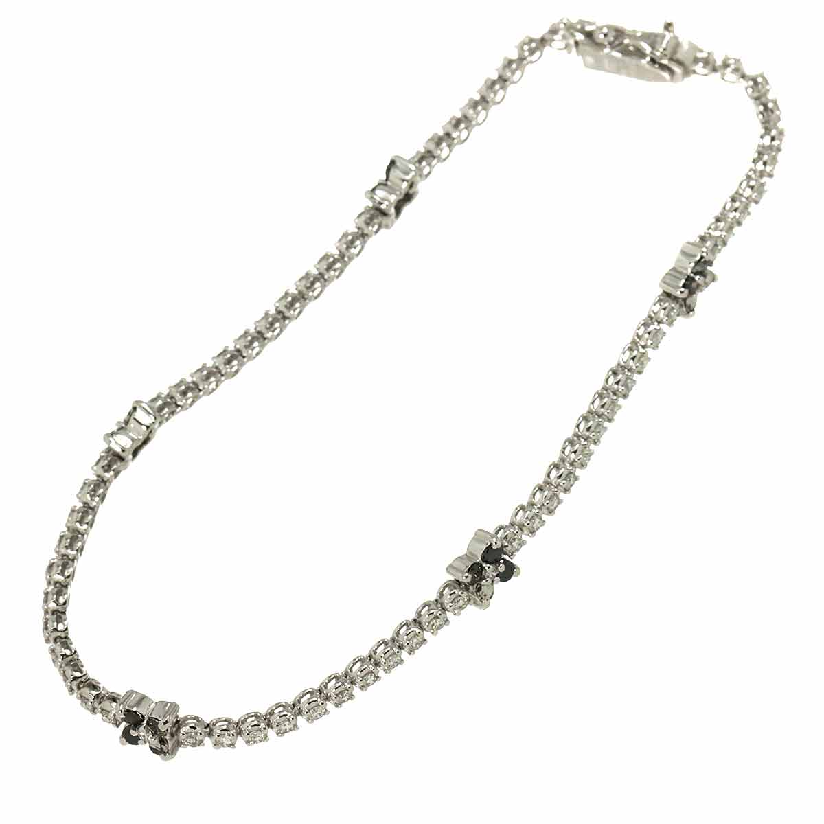 Diamond 0.84ct BlackDiamond 0.44ct Bracelet 18K K18 WG White Gold 750