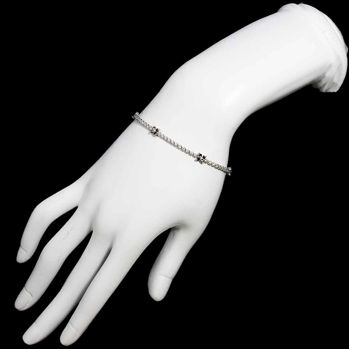 Diamond 0.84ct BlackDiamond 0.44ct Bracelet 18K K18 WG White Gold 750