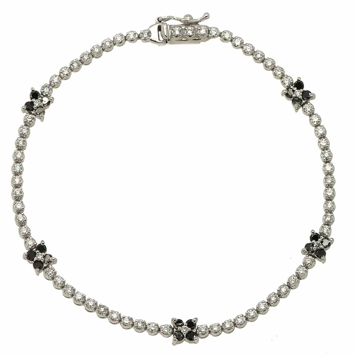 Diamond 0.84ct BlackDiamond 0.44ct Bracelet 18K K18 WG White Gold 750
