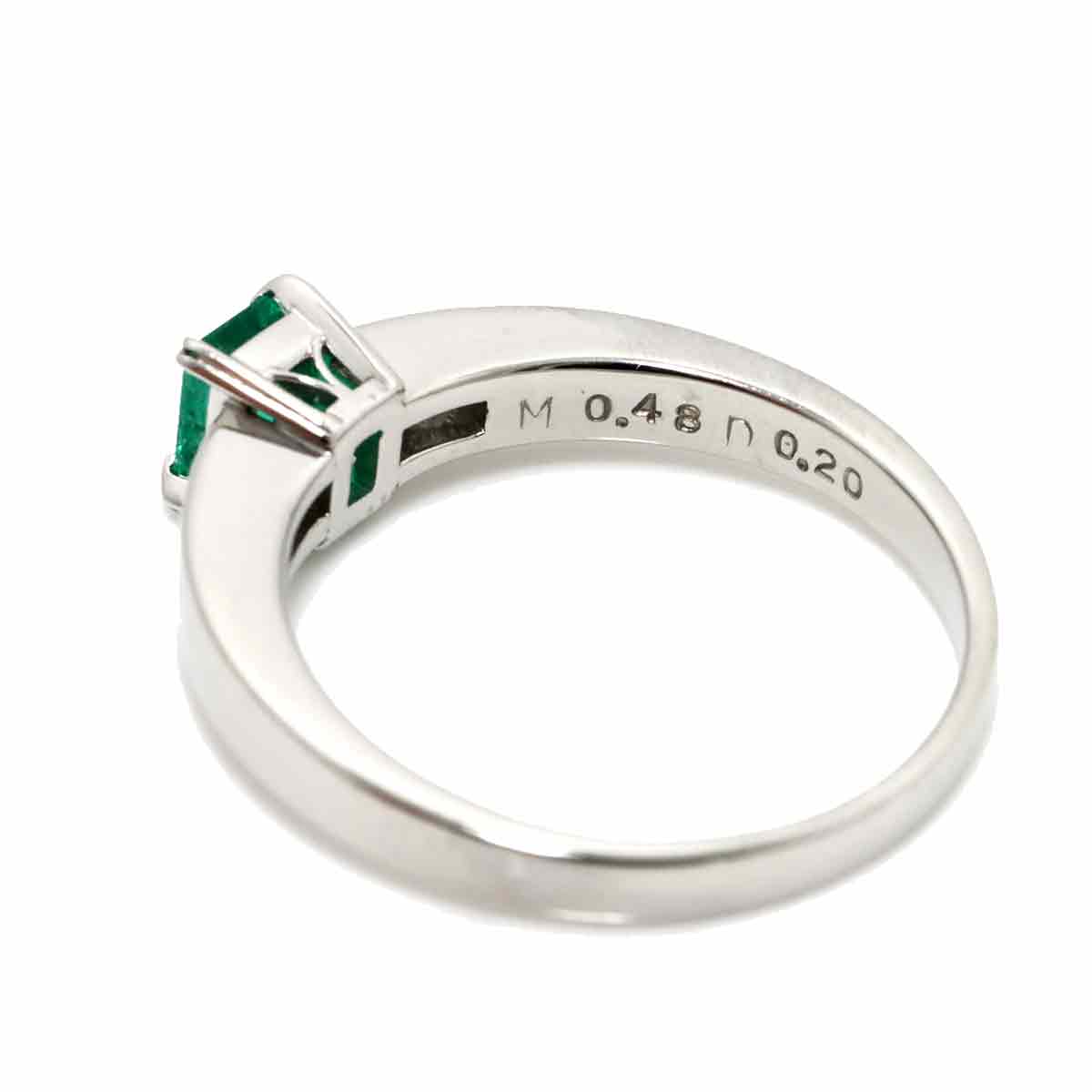 Emerald 0.48ct Diamond 0.20ct Ring Pt size7.25(US)