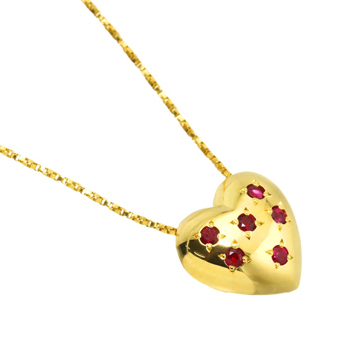 Ruby 0.24ct Heart Necklace 18K K18 YG 750